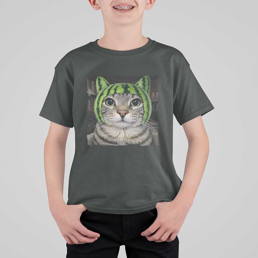 Watermelon Cat Silly Cat Meme T Shirt For Kid