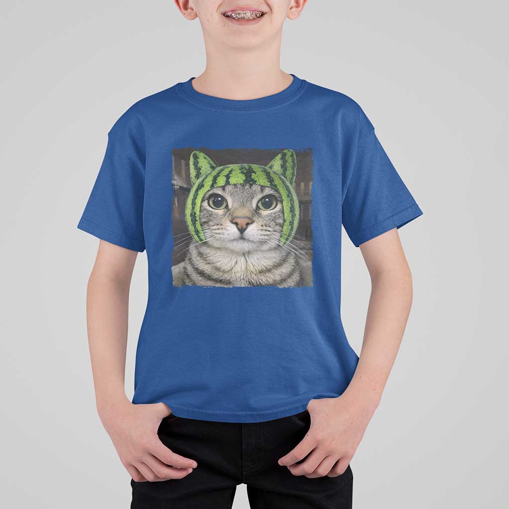 Watermelon Cat Silly Cat Meme T Shirt For Kid