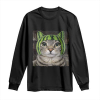 Watermelon Cat Silly Cat Meme Long Sleeve Shirt