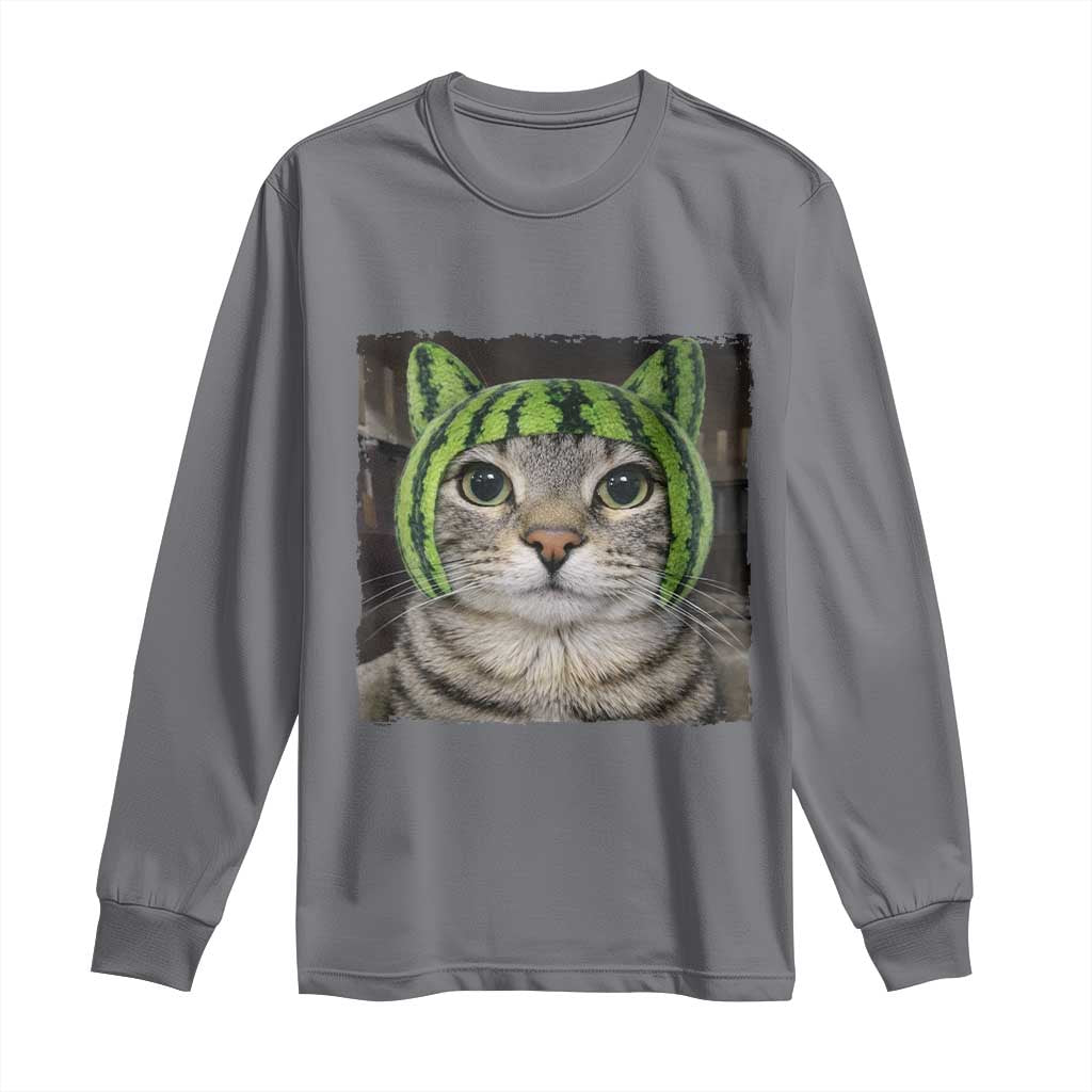 Watermelon Cat Silly Cat Meme Long Sleeve Shirt