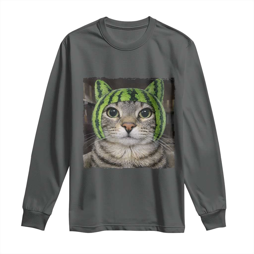 Watermelon Cat Silly Cat Meme Long Sleeve Shirt