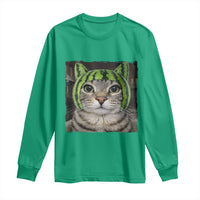 Watermelon Cat Silly Cat Meme Long Sleeve Shirt