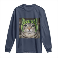Watermelon Cat Silly Cat Meme Long Sleeve Shirt