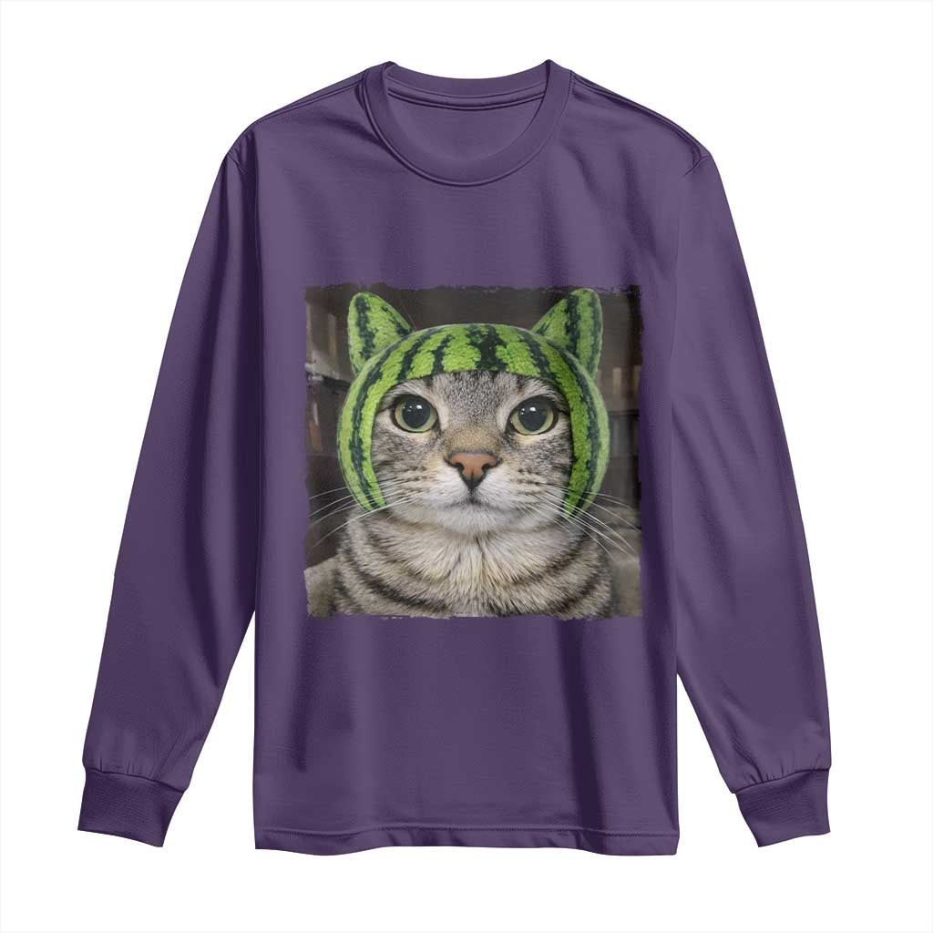 Watermelon Cat Silly Cat Meme Long Sleeve Shirt