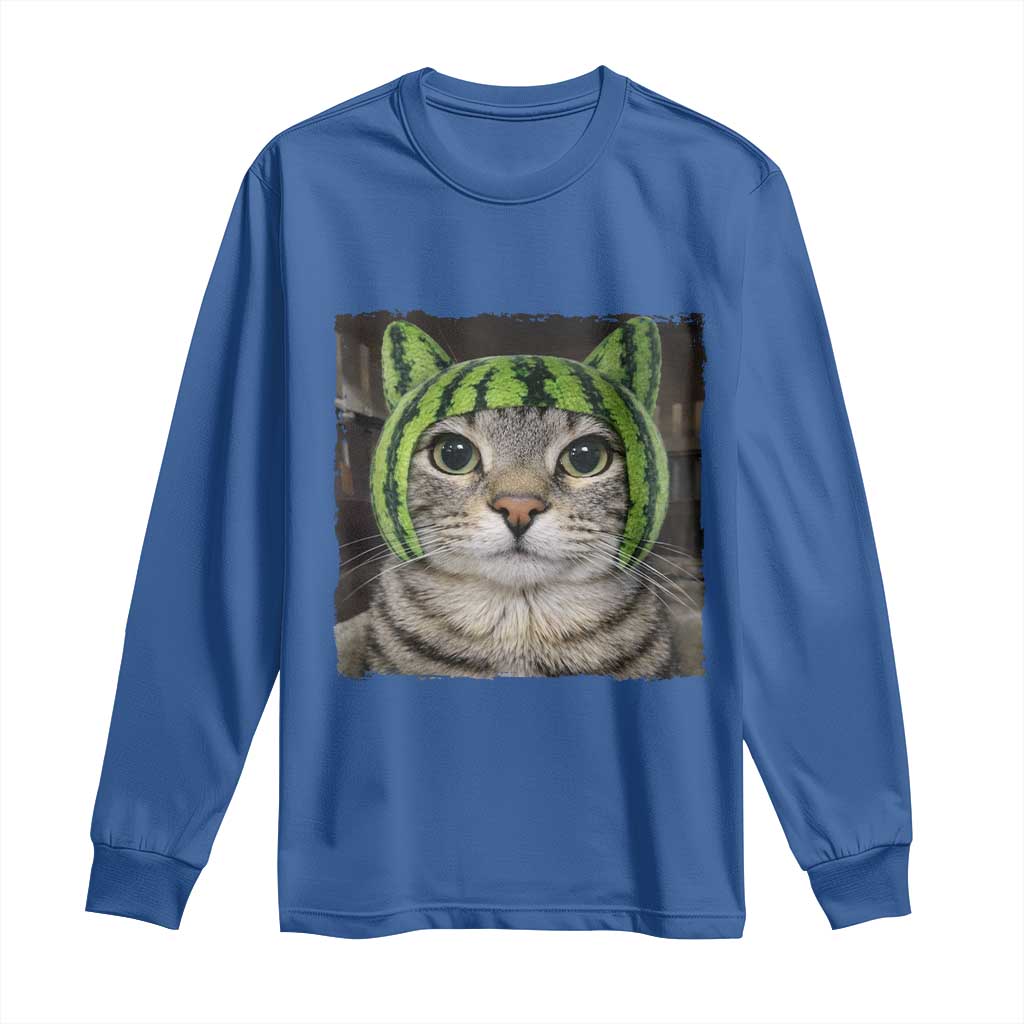 Watermelon Cat Silly Cat Meme Long Sleeve Shirt