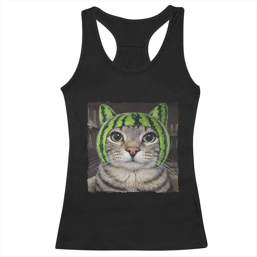 Watermelon Cat Silly Cat Meme Racerback Tank Top