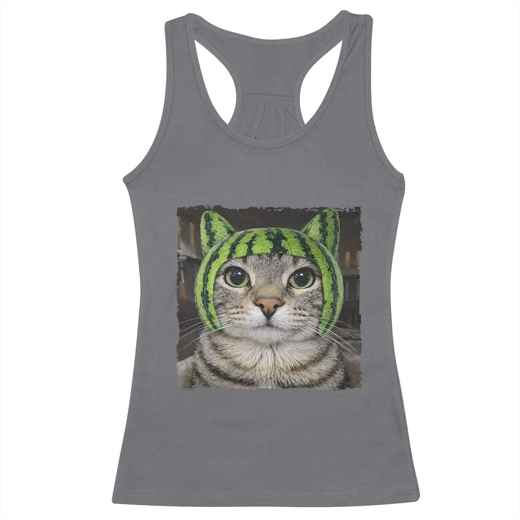 Watermelon Cat Silly Cat Meme Racerback Tank Top