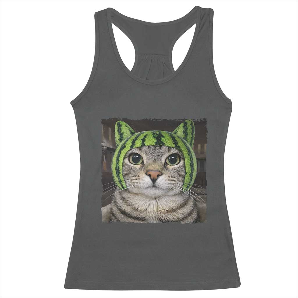 Watermelon Cat Silly Cat Meme Racerback Tank Top