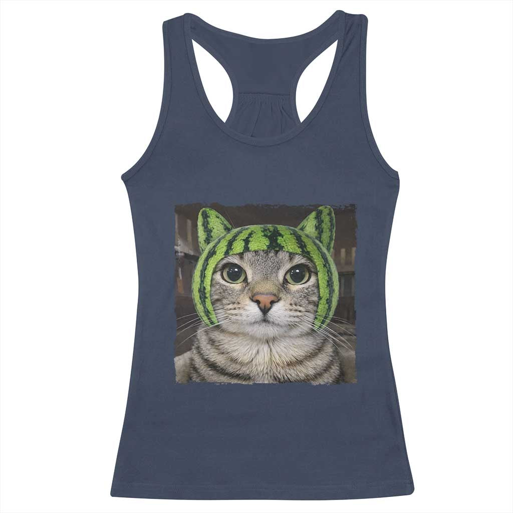 Watermelon Cat Silly Cat Meme Racerback Tank Top