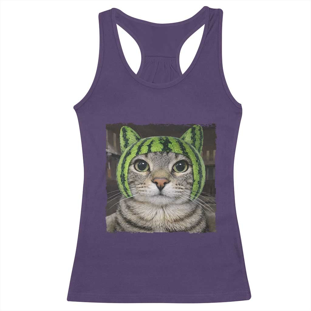 Watermelon Cat Silly Cat Meme Racerback Tank Top