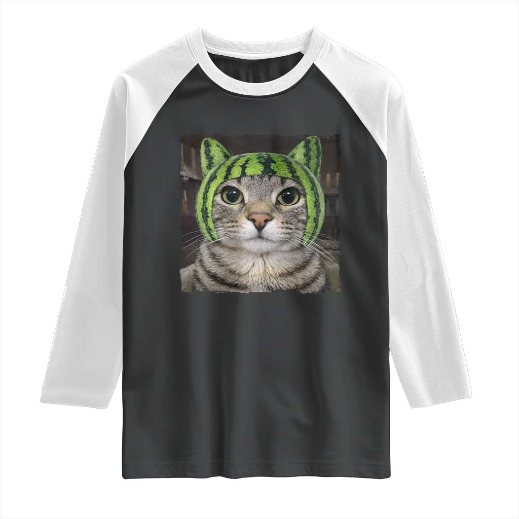 Watermelon Cat Silly Cat Meme Raglan Shirt
