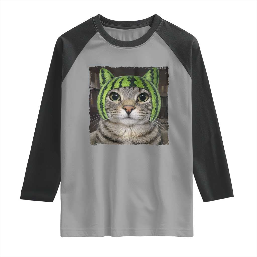 Watermelon Cat Silly Cat Meme Raglan Shirt