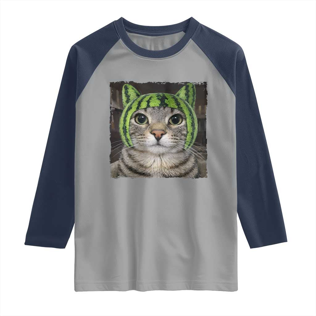 Watermelon Cat Silly Cat Meme Raglan Shirt