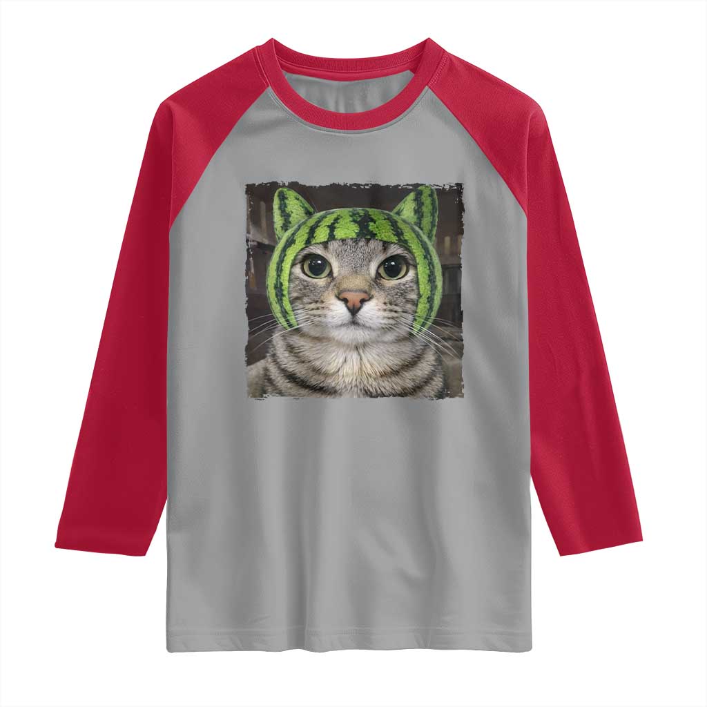 Watermelon Cat Silly Cat Meme Raglan Shirt