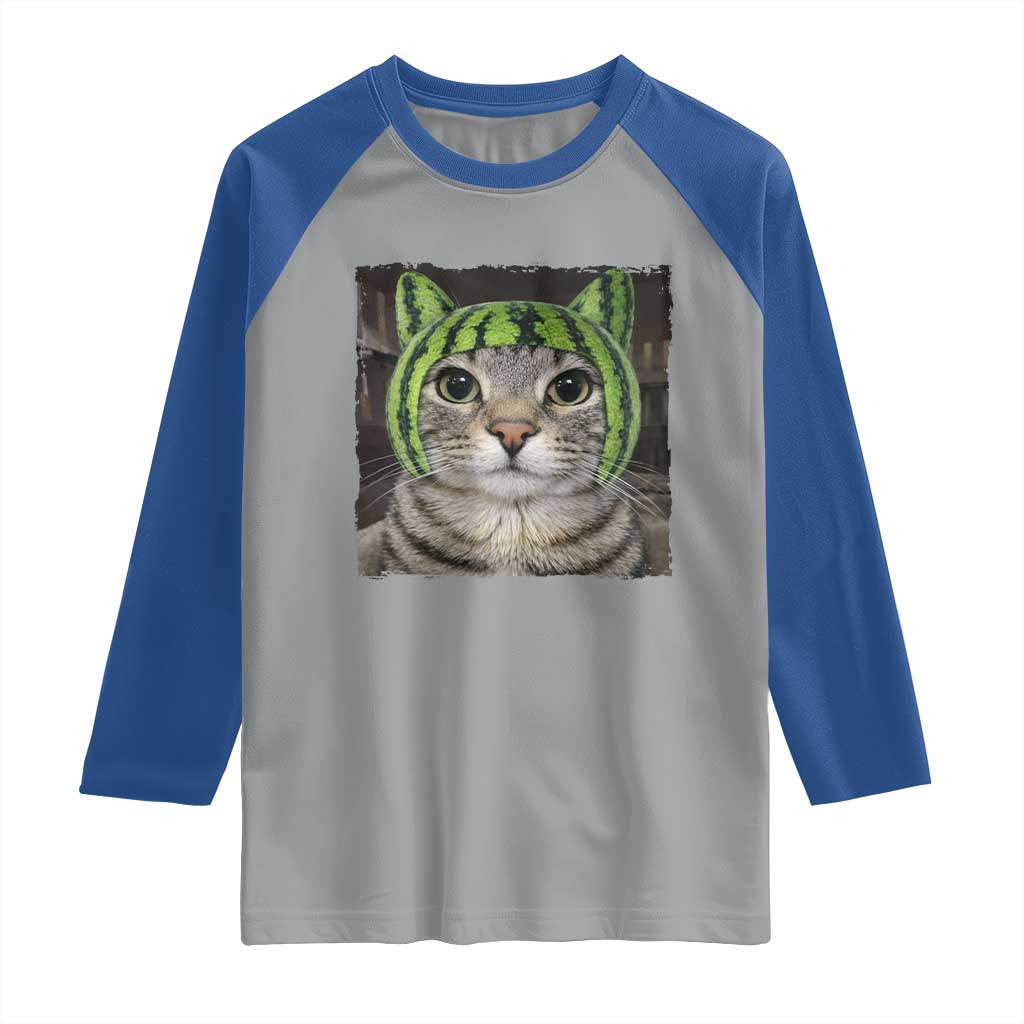 Watermelon Cat Silly Cat Meme Raglan Shirt
