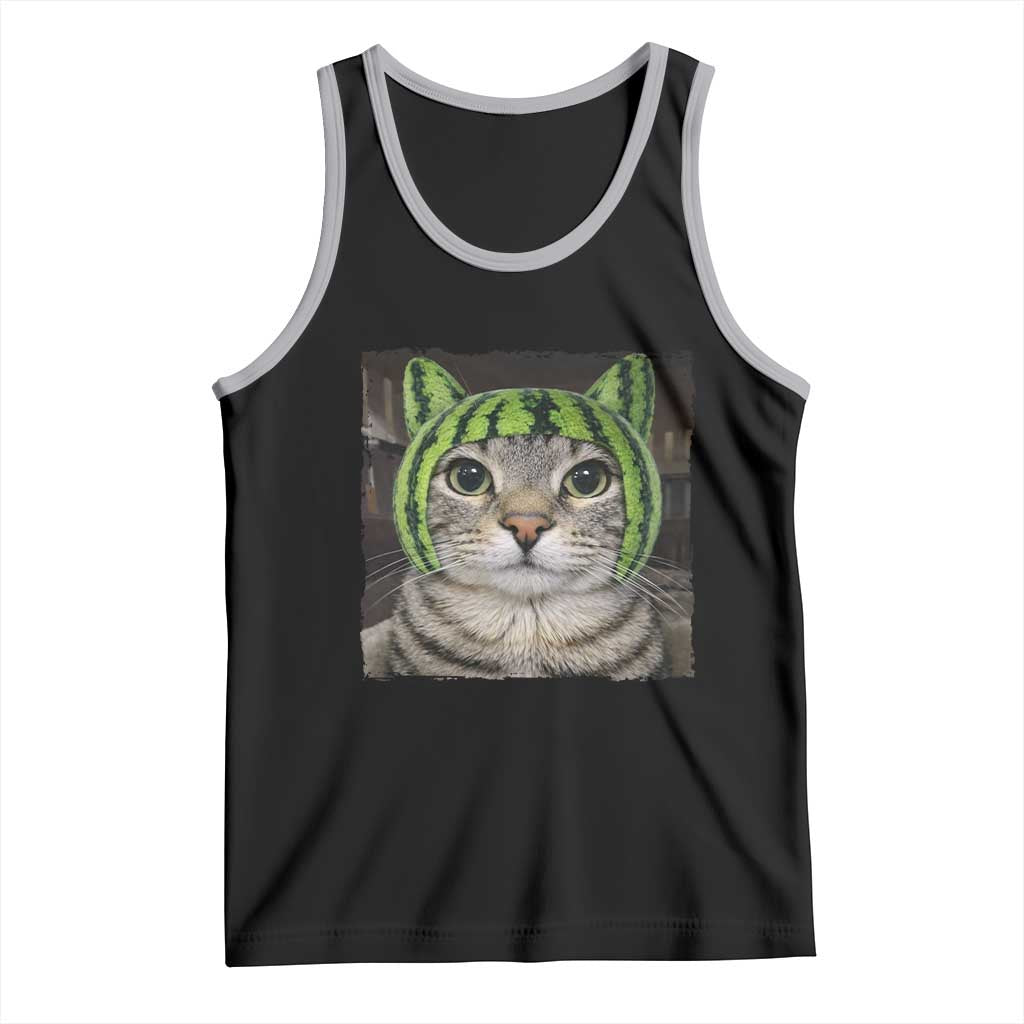 Watermelon Cat Silly Cat Meme Tank Top
