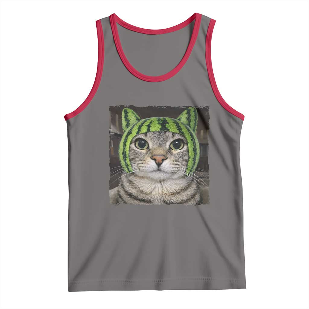 Watermelon Cat Silly Cat Meme Tank Top