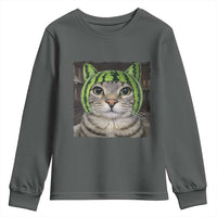 Watermelon Cat Silly Cat Meme Youth Sweatshirt