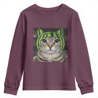 Watermelon Cat Silly Cat Meme Youth Sweatshirt