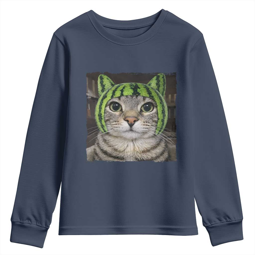 Watermelon Cat Silly Cat Meme Youth Sweatshirt