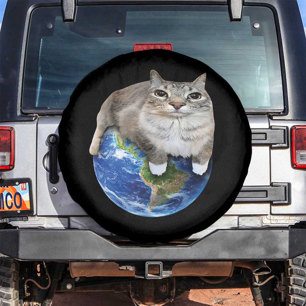Earth Cat Silly Cat Meme Spare Tire Cover