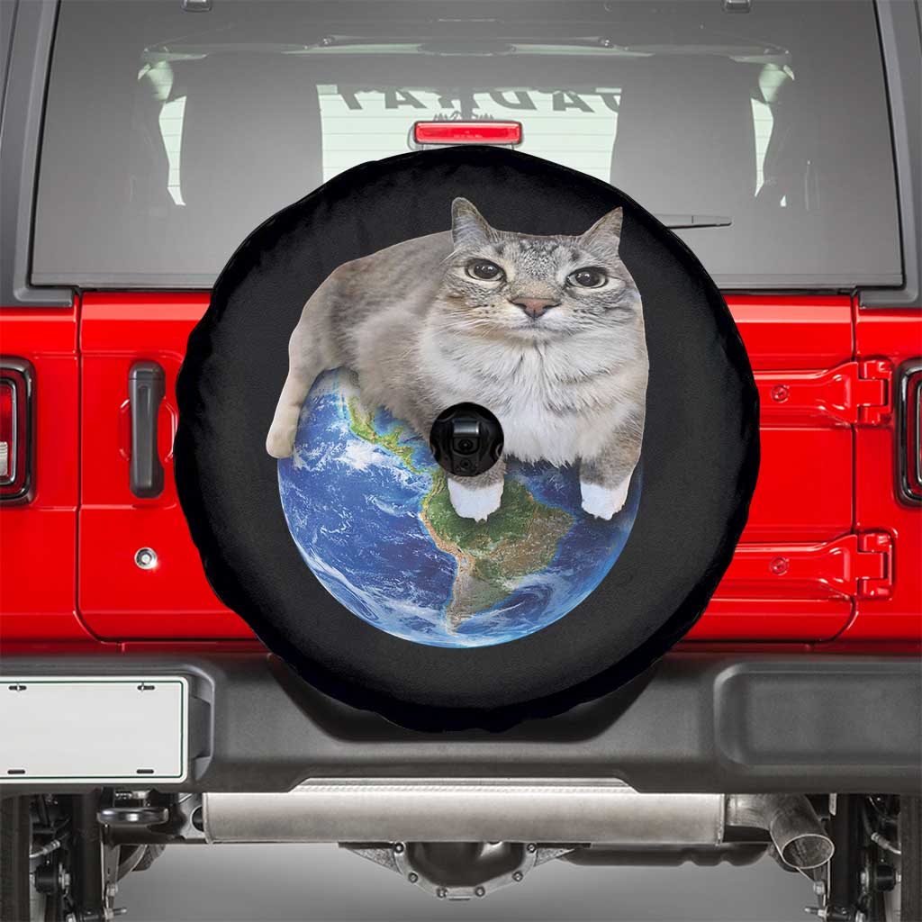 Earth Cat Silly Cat Meme Spare Tire Cover