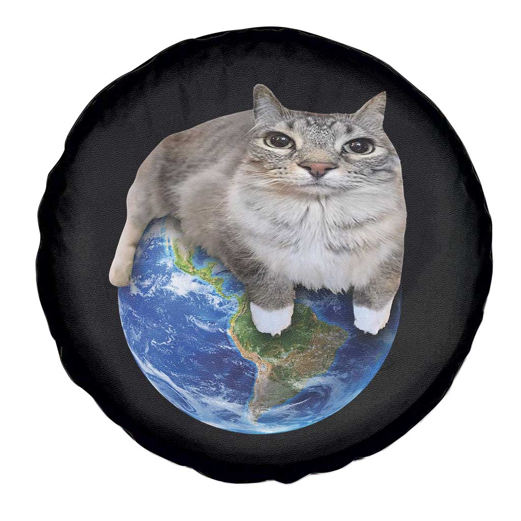 Earth Cat Silly Cat Meme Spare Tire Cover