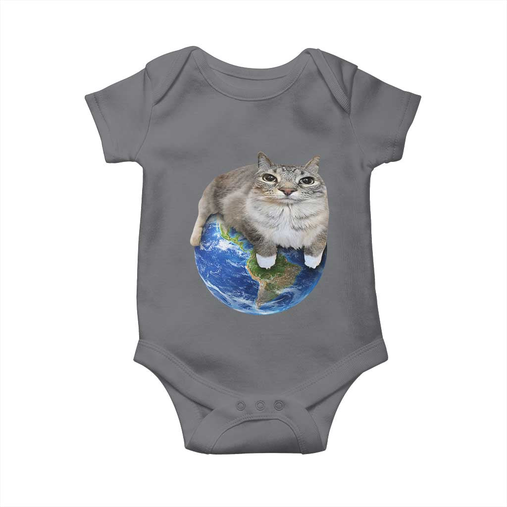 Earth Cat Silly Cat Meme Baby Onesie