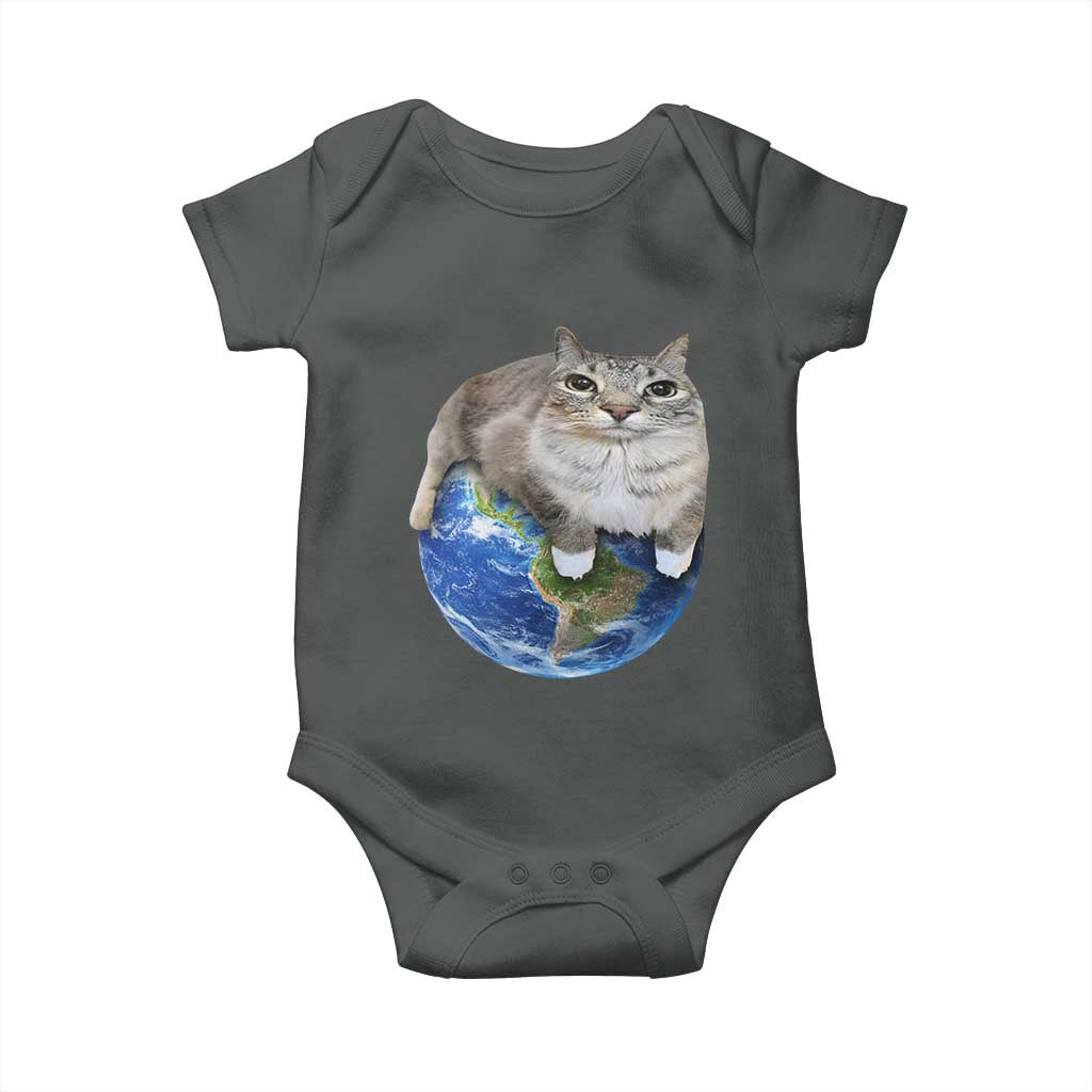 Earth Cat Silly Cat Meme Baby Onesie