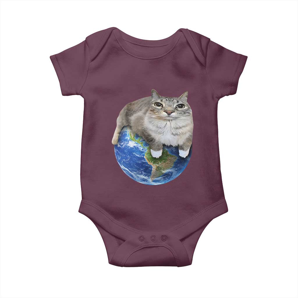 Earth Cat Silly Cat Meme Baby Onesie