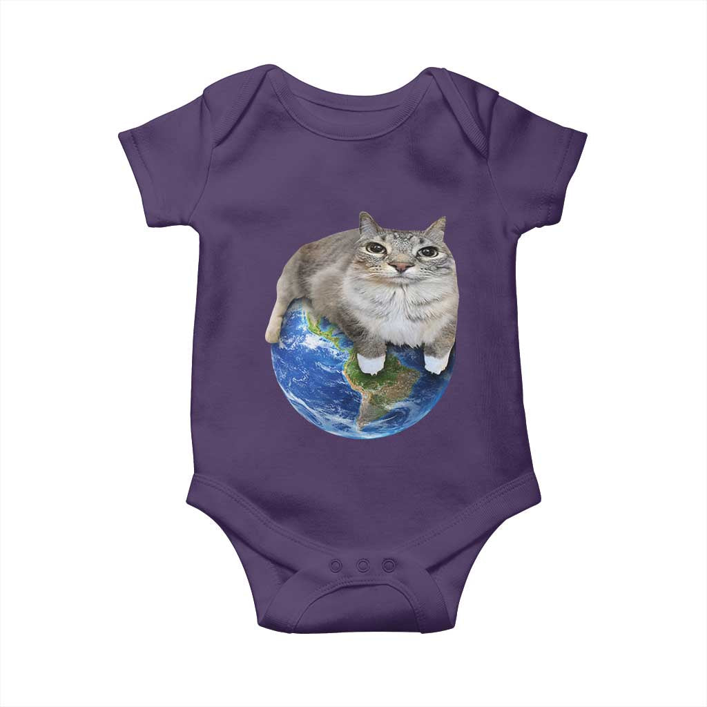 Earth Cat Silly Cat Meme Baby Onesie