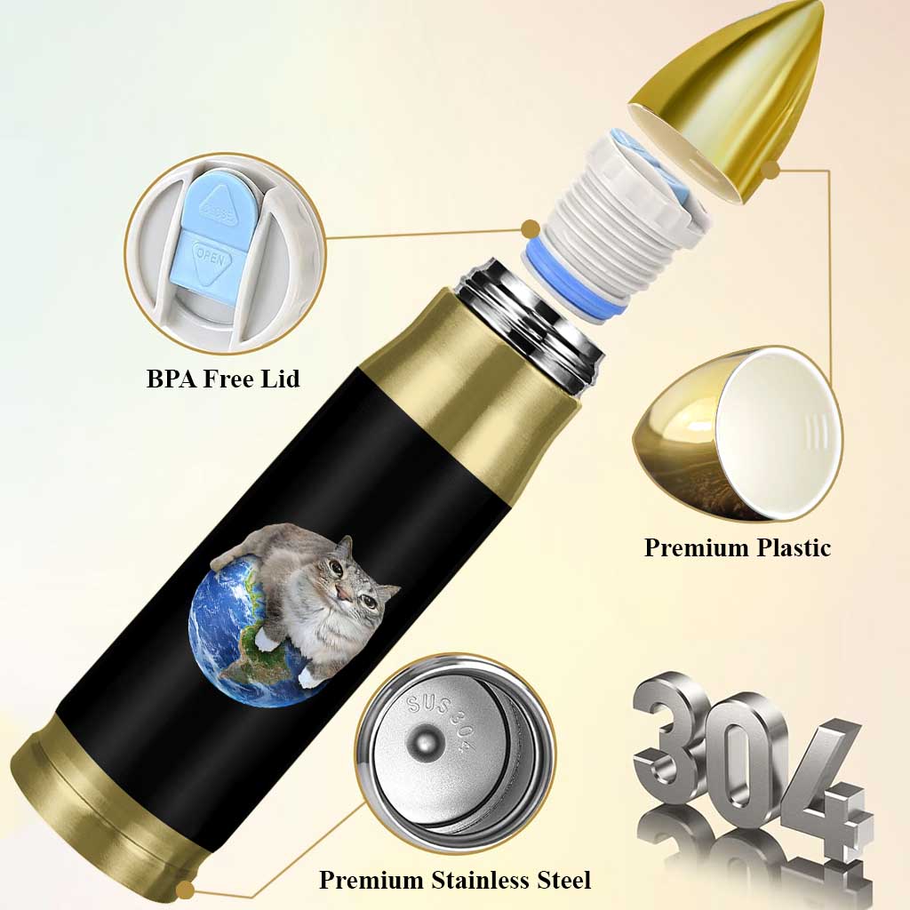 Earth Cat Silly Cat Meme Bullet Tumbler
