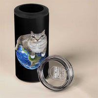 Earth Cat Silly Cat Meme 4 in 1 Can Cooler Tumbler