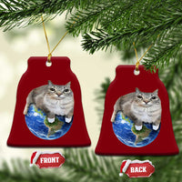 Earth Cat Silly Cat Meme Ceramic Ornament