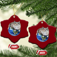 Earth Cat Silly Cat Meme Ceramic Ornament