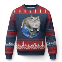 Earth Cat Silly Cat Meme Ugly Christmas Sweater