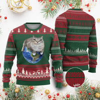 Earth Cat Silly Cat Meme Ugly Christmas Sweater