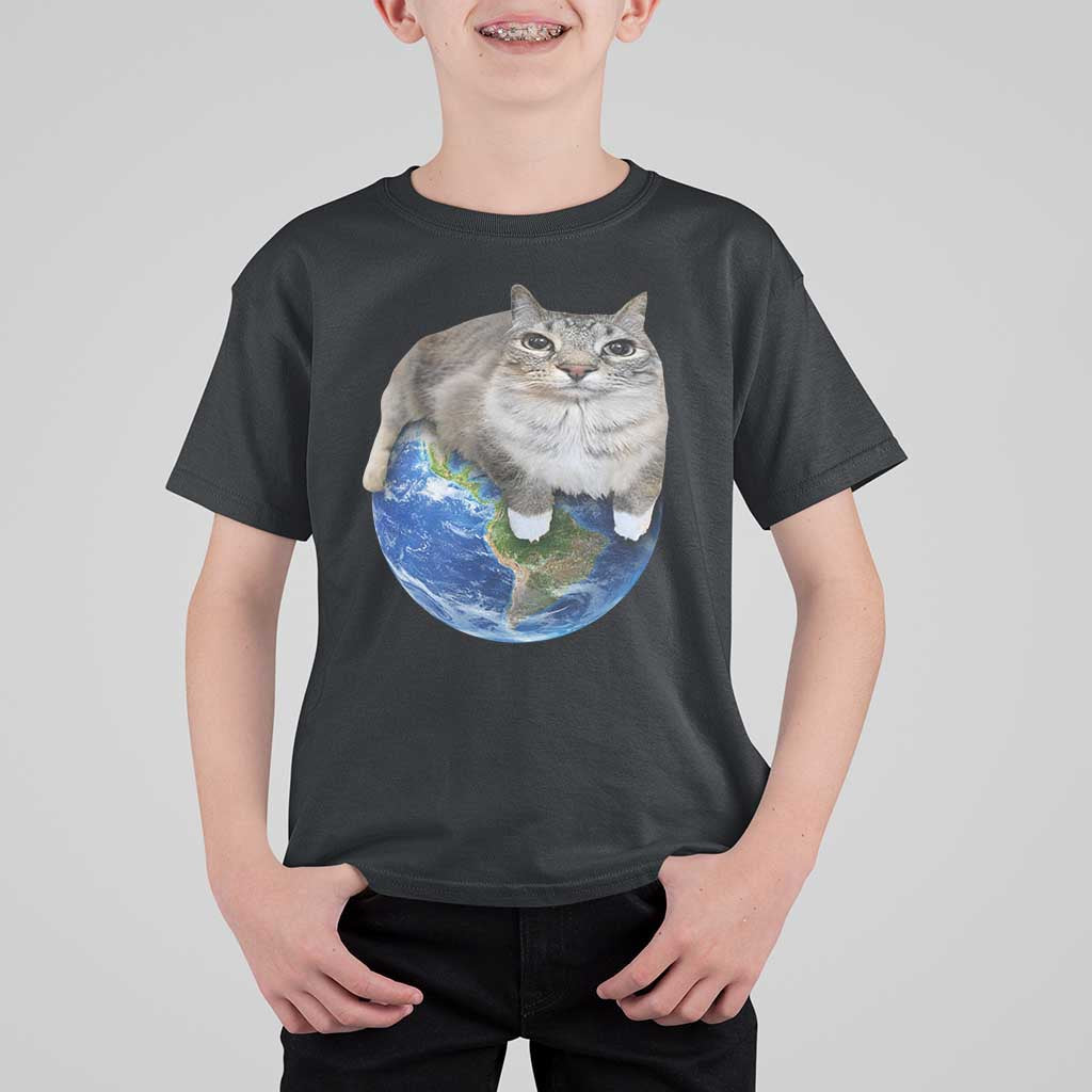 Earth Cat Silly Cat Meme T Shirt For Kid