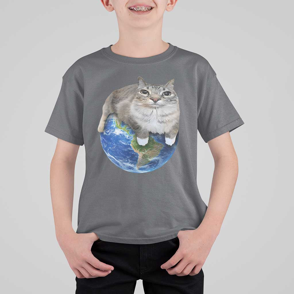Earth Cat Silly Cat Meme T Shirt For Kid
