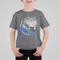 Earth Cat Silly Cat Meme T Shirt For Kid