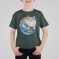 Earth Cat Silly Cat Meme T Shirt For Kid