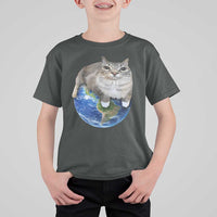 Earth Cat Silly Cat Meme T Shirt For Kid