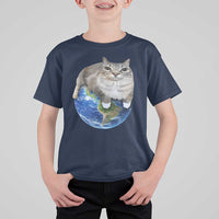 Earth Cat Silly Cat Meme T Shirt For Kid