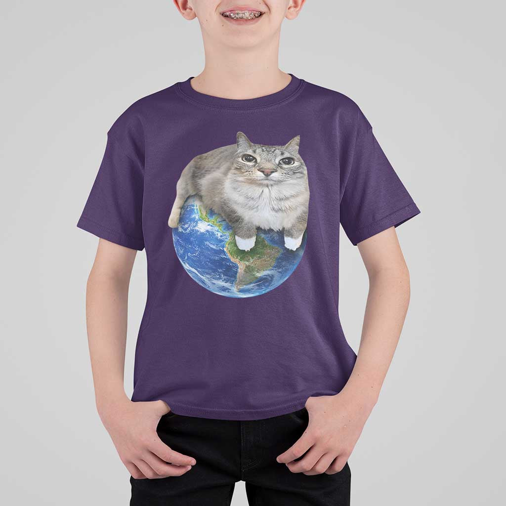 Earth Cat Silly Cat Meme T Shirt For Kid