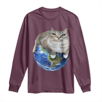 Earth Cat Silly Cat Meme Long Sleeve Shirt