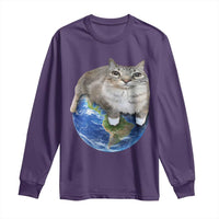 Earth Cat Silly Cat Meme Long Sleeve Shirt