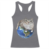 Earth Cat Silly Cat Meme Racerback Tank Top