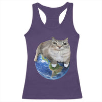 Earth Cat Silly Cat Meme Racerback Tank Top