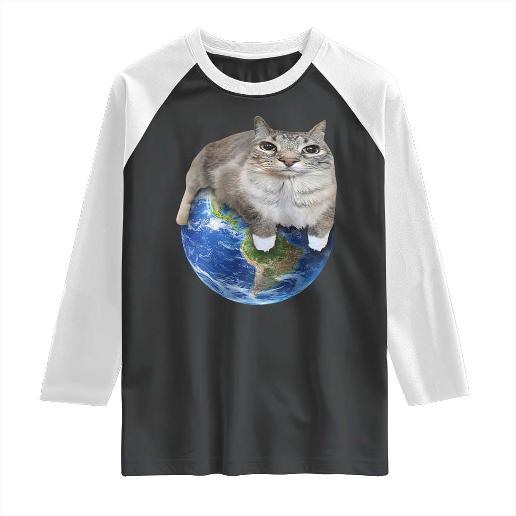 Earth Cat Silly Cat Meme Raglan Shirt