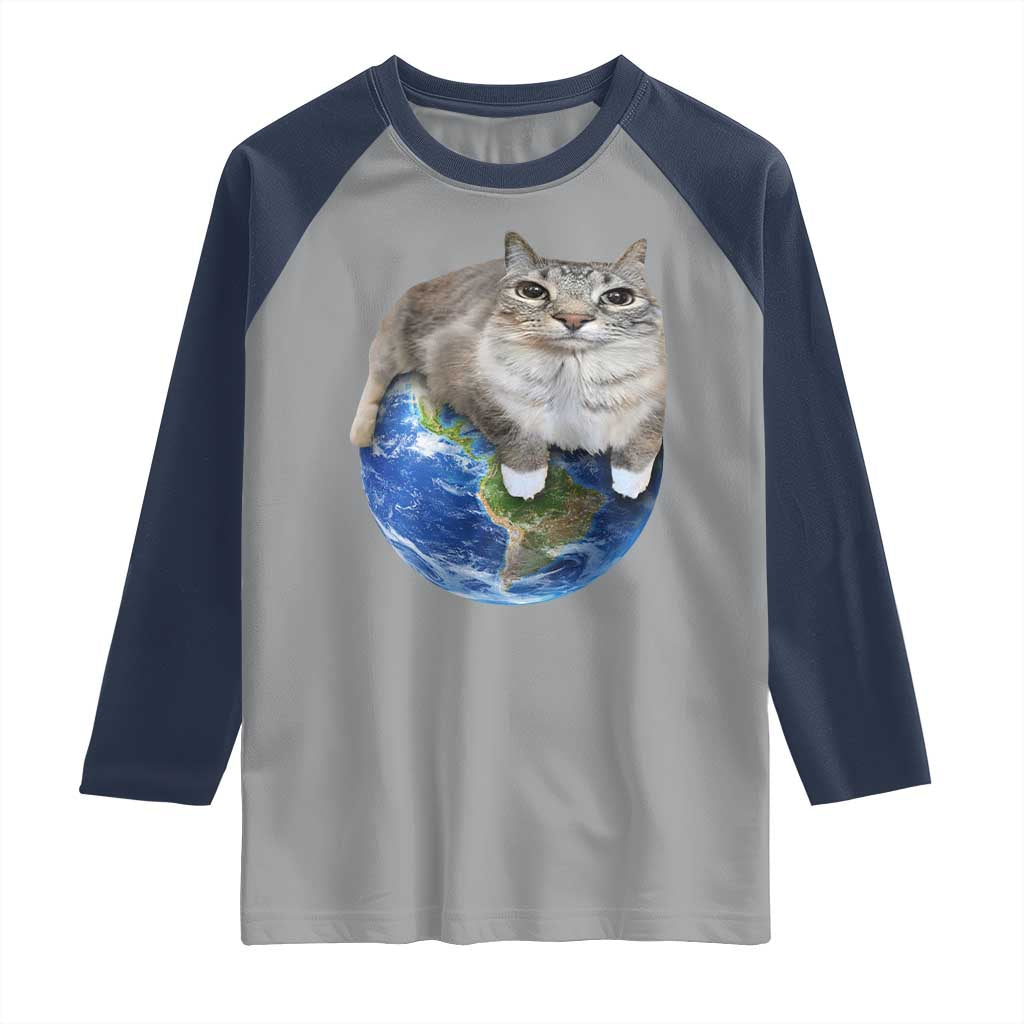 Earth Cat Silly Cat Meme Raglan Shirt